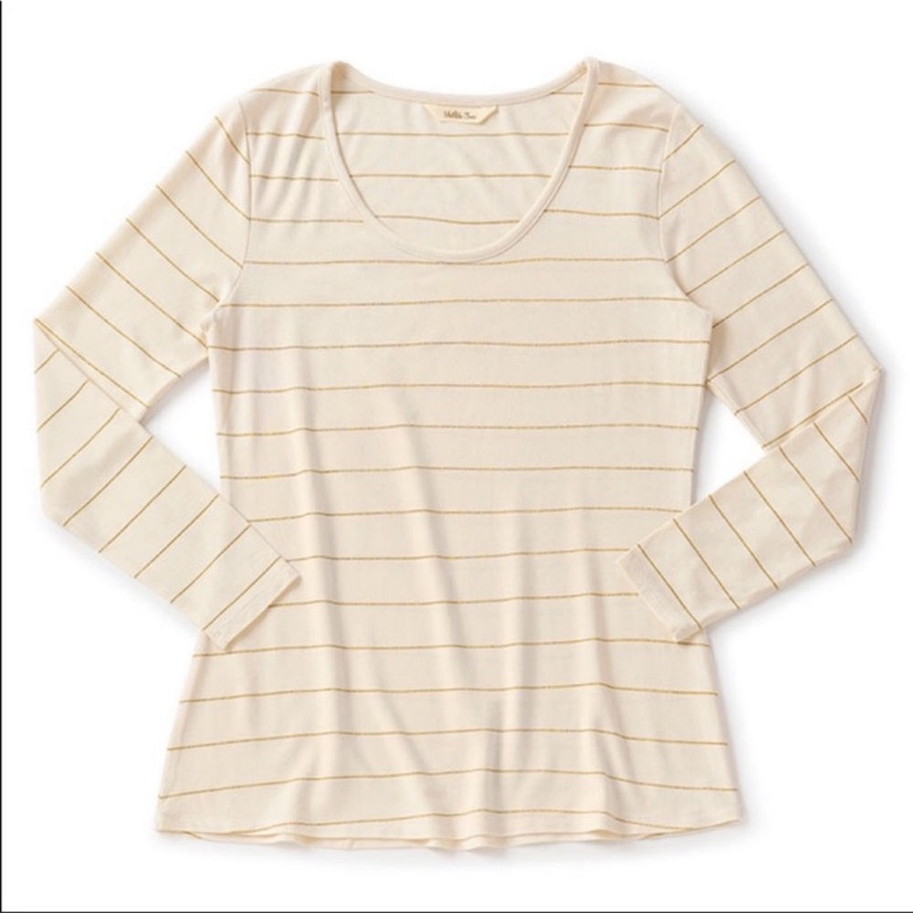 Matilda Jane Glitz Glamour Top Gold Metallic Stripe Crew Neck Long Sleeve XL